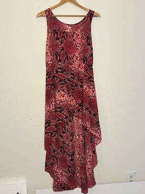Ali & Kris Size M Mauve Snake Print Ruffle Wrap Midi Dress